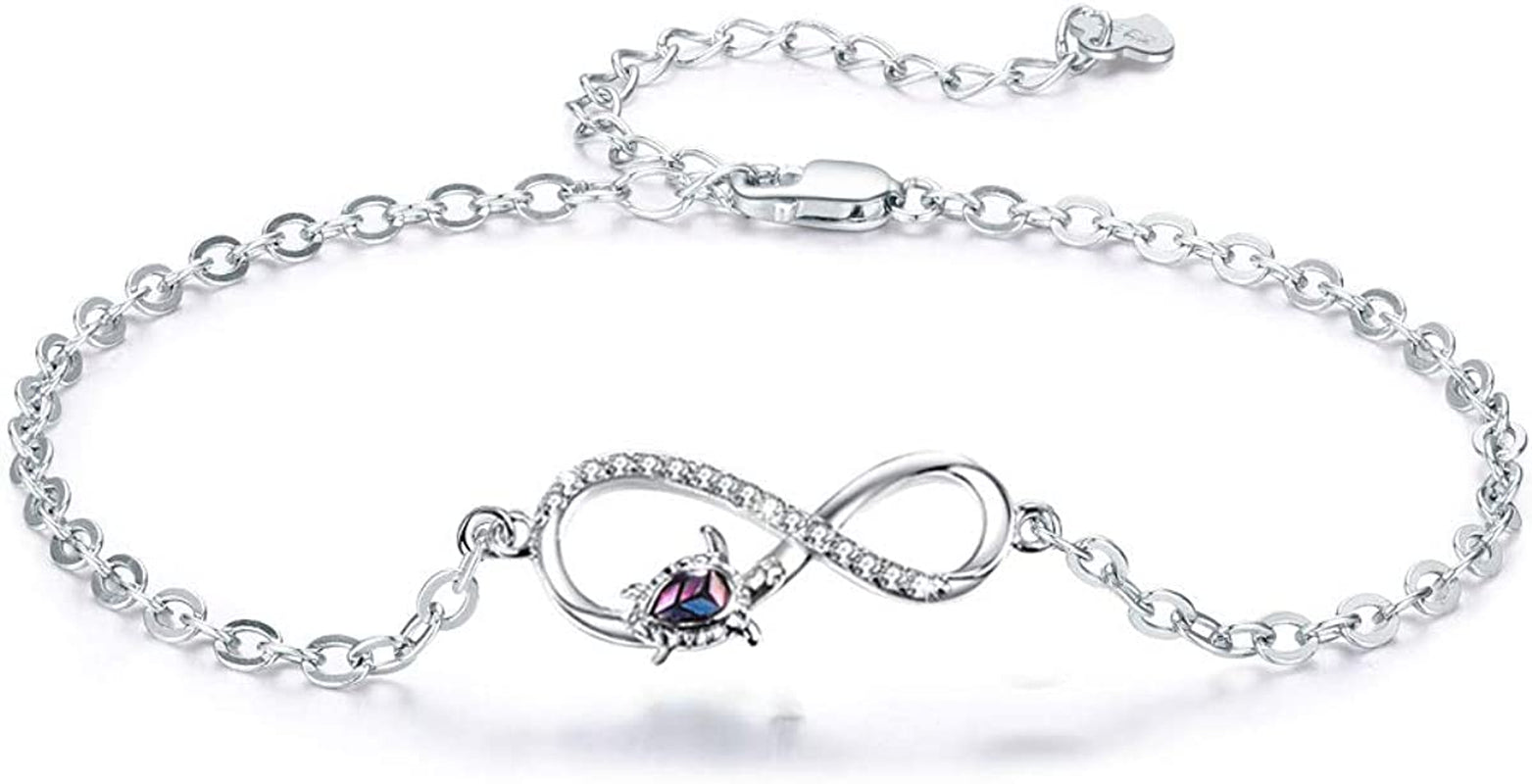 TANGPOET 925 Sterling Silver Anklet Bracelet for Women, Dainty Charm Bracelets Animal Jewelry Birthday Gifts for Mother Daughter Teens Girls Apparel & Accessories > Jewelry > Anklets TANGPOET Turtle Anklets