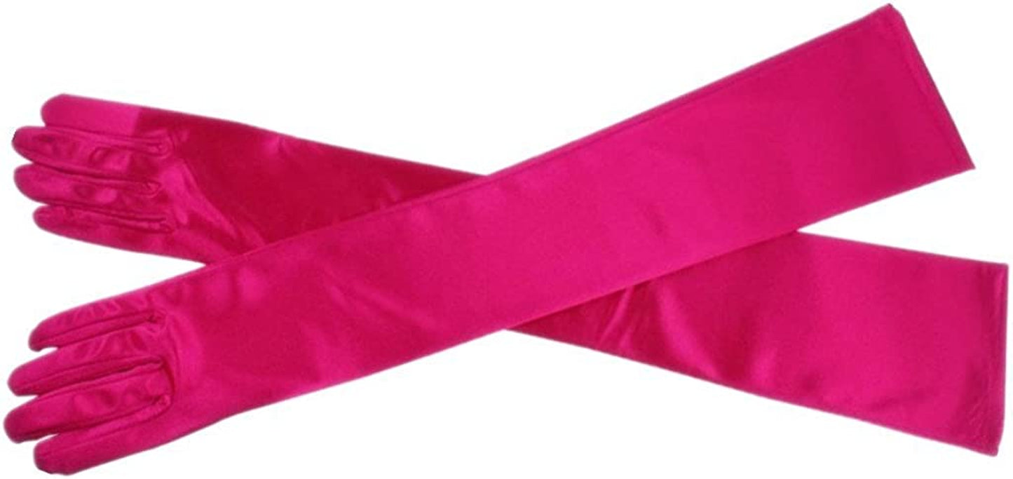 Dreamhigh Women'S Evening Party Mittens 21 " Long Black / White Satin Finger Gloves Apparel & Accessories > Clothing Accessories > Gloves & Mittens DreamHigh Rose