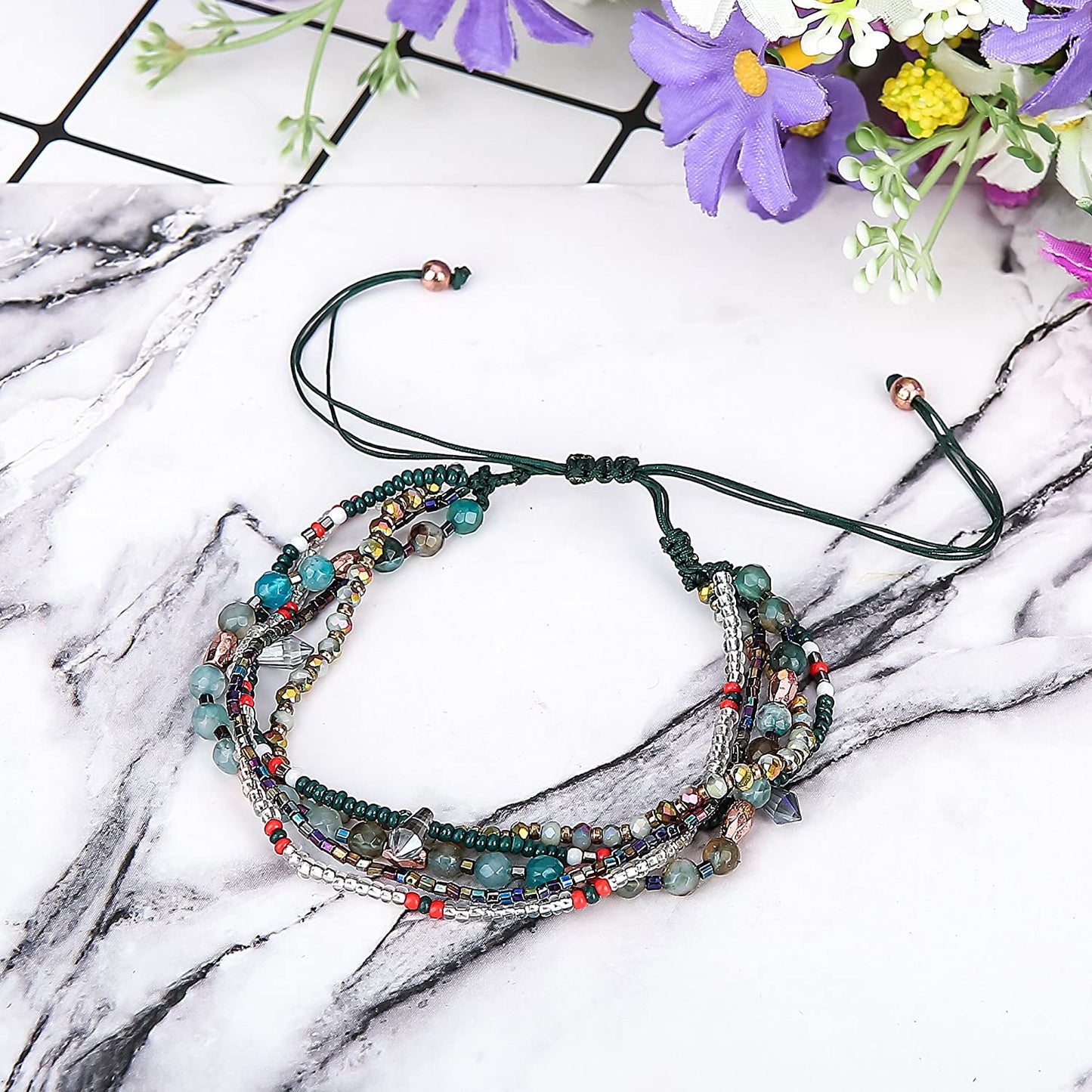 Joya Gift Handmade Adjustable Wrap Bracelet Bohemian String Braided Beads Anklets Gifts for Women Girls Apparel & Accessories > Jewelry > Anklets JOYA GIFT