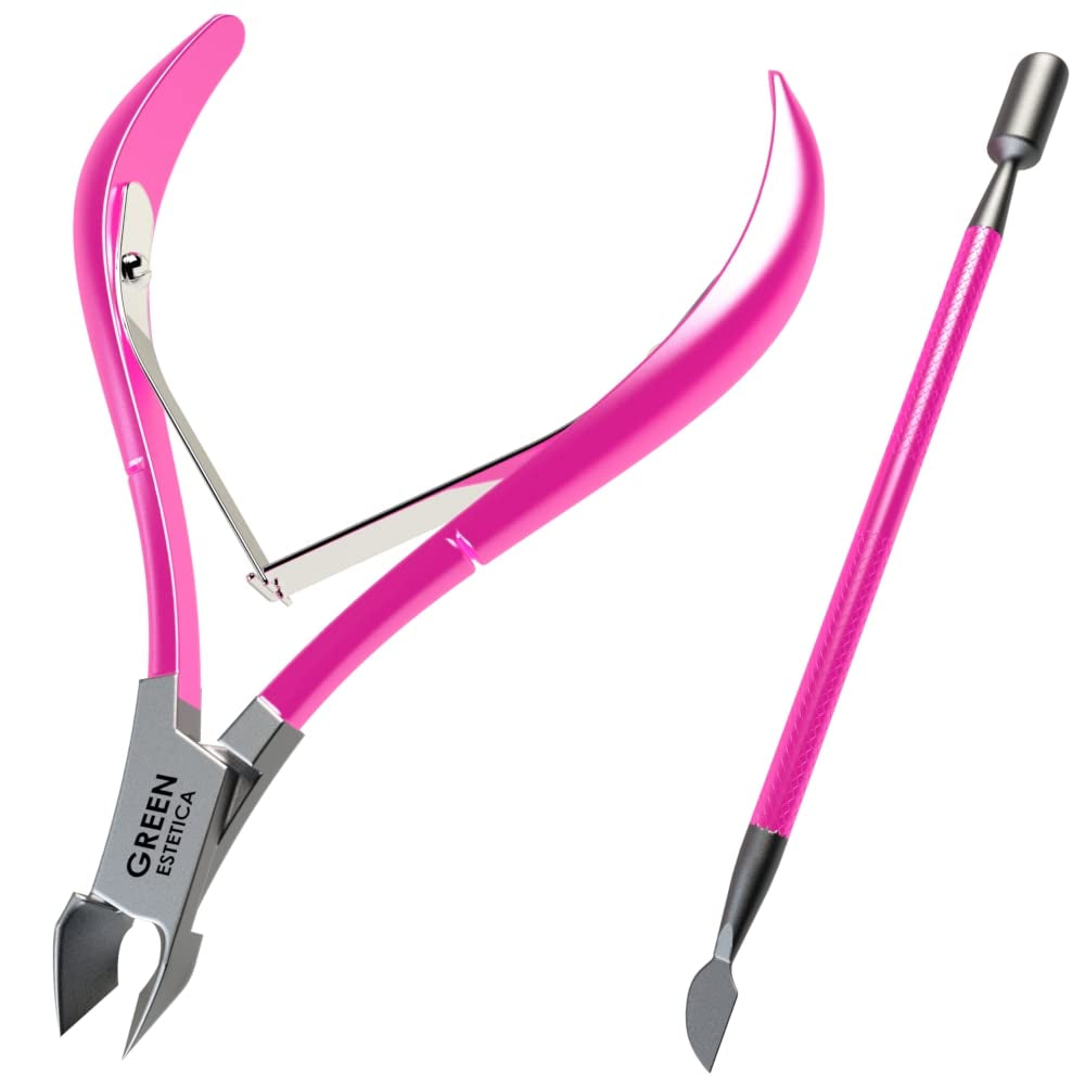 Nail Cuticle Trimmer Professional Cuticle Cutter Stainless Steel Cuticle Nippers with Sharp Blades and Double Spring Cuticle Clippers for Nail Care Pedicure Manicure Nail Tools (Silver) Health & Beauty > Personal Care > Cosmetics > Cosmetic Tools > Nail Tools GREEN ESTETICA Pink