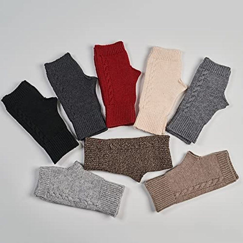 Facecozy Wool Blend Fingerless Gloves for Women Arm Warmers Unisex Half Finger Typing Gloves Mittens Apparel & Accessories > Clothing Accessories > Gloves & Mittens Facecozy