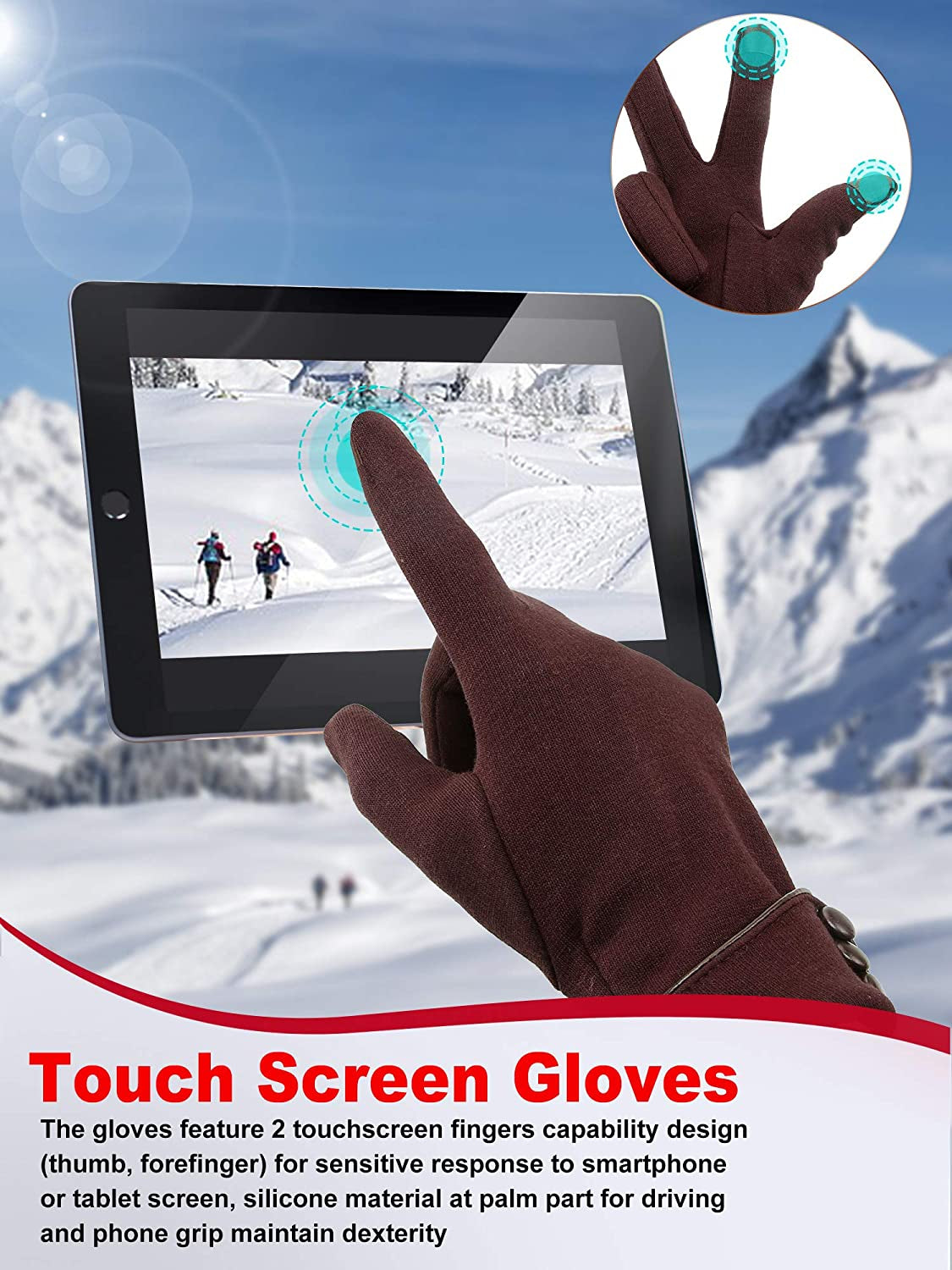 Patelai 3 Pairs Women Winter Gloves Warm Touchscreen Gloves Windproof Gloves for Women Girls Winter Using Apparel & Accessories > Clothing Accessories > Gloves & Mittens Patelai