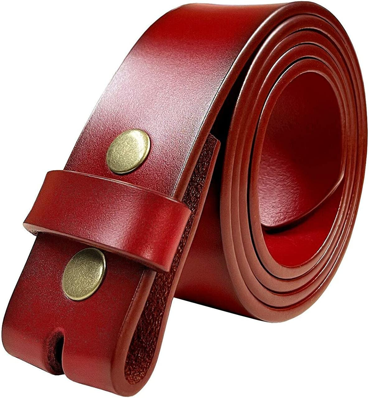 Replacement Belt Strap 100% Genuine Leather Plain Casual Belt Strap with Snaps 1-1/2"(38Mm) Wide Apparel & Accessories > Clothing Accessories > Belts Belts.com Style a - Premium Leather Strap Red 40