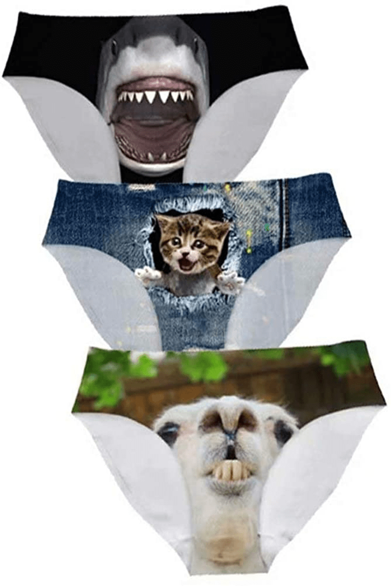 AFPANQZ Womens Underwear Mid Waist Brief Ladies Panties Seamless Breathable Lingerie 3 Pack plus Size Apparel & Accessories > Clothing > Underwear & Socks > Underwear AFPANQZ Shark Cat Alpaca Large