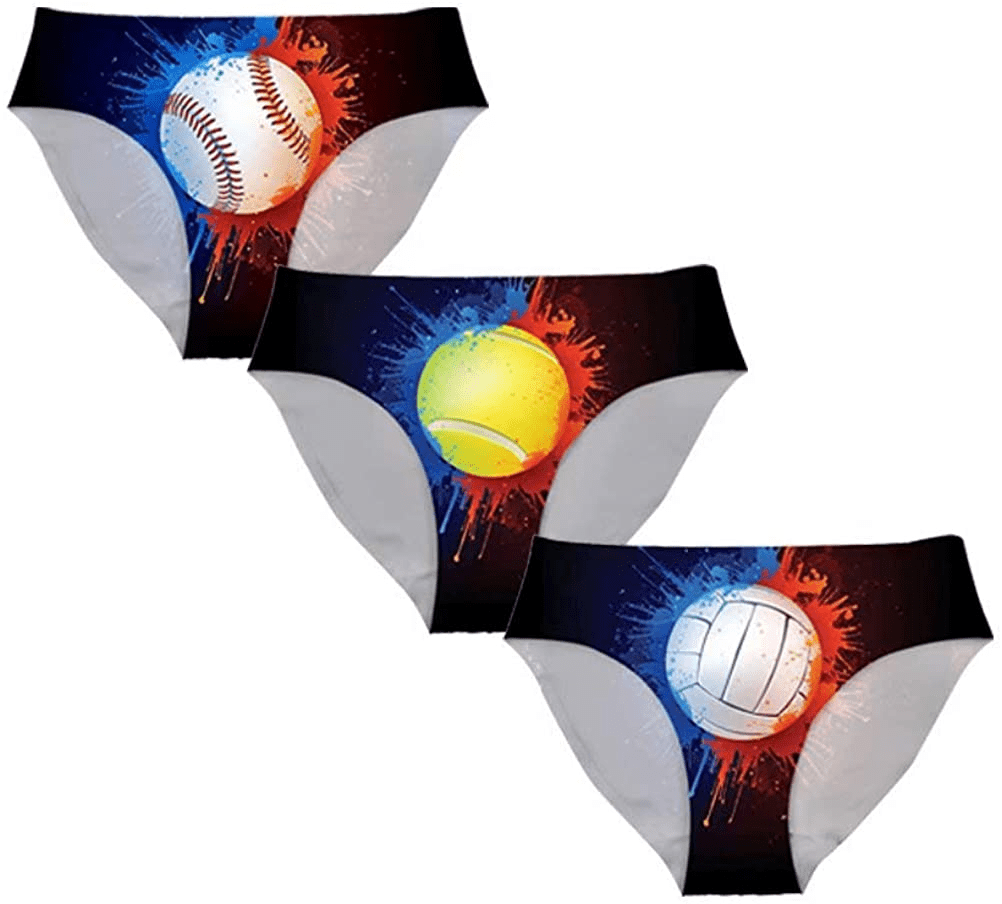 AFPANQZ Womens Underwear Mid Waist Brief Ladies Panties Seamless Breathable Lingerie 3 Pack plus Size Apparel & Accessories > Clothing > Underwear & Socks > Underwear AFPANQZ Ball Game Large