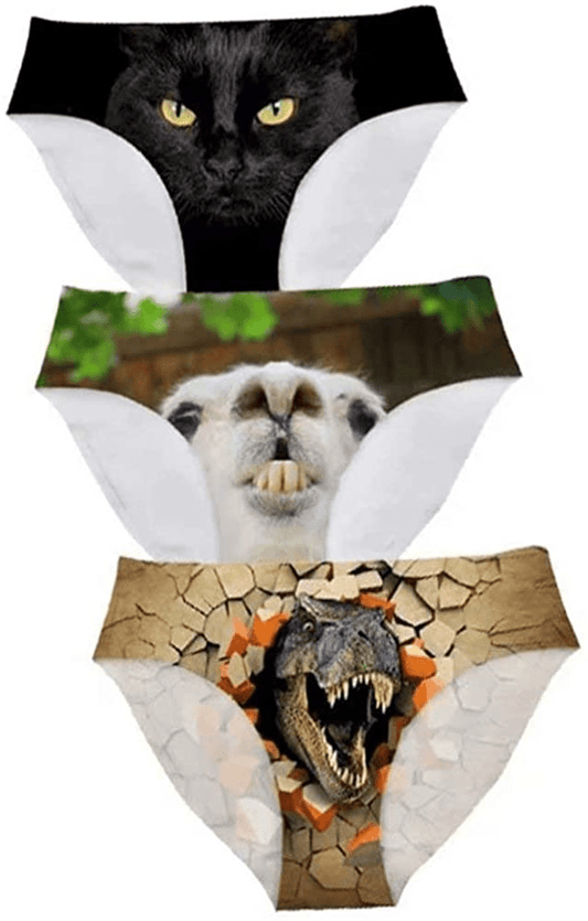 AFPANQZ Womens Underwear Mid Waist Brief Ladies Panties Seamless Breathable Lingerie 3 Pack plus Size Apparel & Accessories > Clothing > Underwear & Socks > Underwear AFPANQZ Cat Alpaca Dinosaur Large