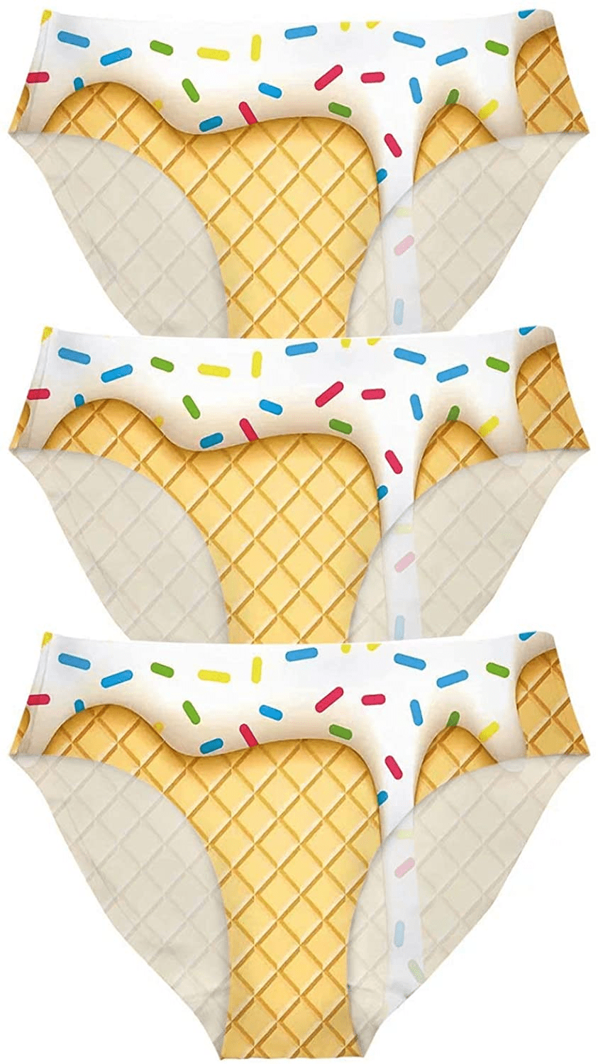 AFPANQZ Womens Underwear Mid Waist Brief Ladies Panties Seamless Breathable Lingerie 3 Pack plus Size Apparel & Accessories > Clothing > Underwear & Socks > Underwear AFPANQZ Icecream X-Large