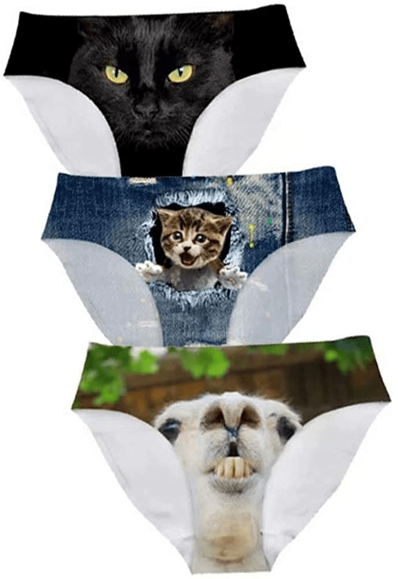 AFPANQZ Womens Underwear Mid Waist Brief Ladies Panties Seamless Breathable Lingerie 3 Pack plus Size Apparel & Accessories > Clothing > Underwear & Socks > Underwear AFPANQZ Cats Llama Medium