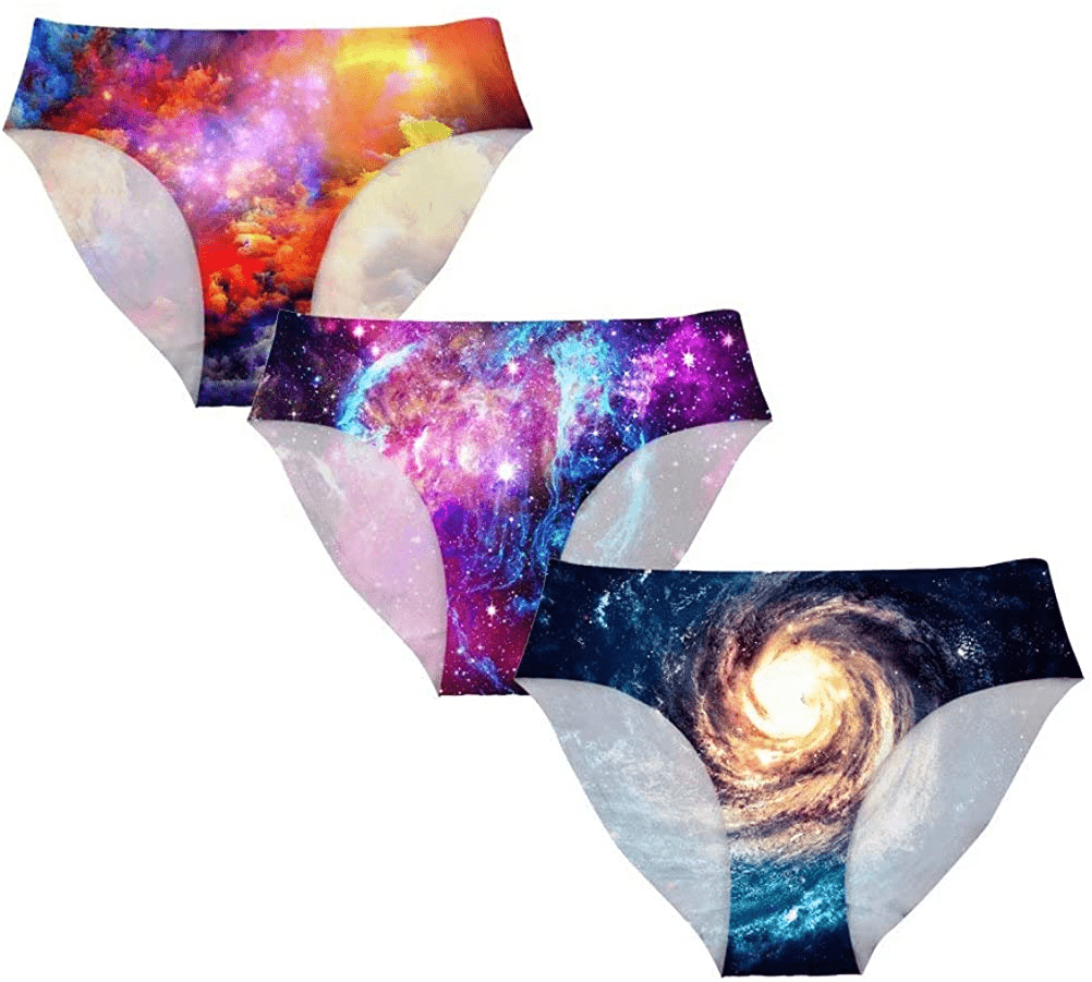 AFPANQZ Womens Underwear Mid Waist Brief Ladies Panties Seamless Breathable Lingerie 3 Pack plus Size Apparel & Accessories > Clothing > Underwear & Socks > Underwear AFPANQZ Galaxy Large