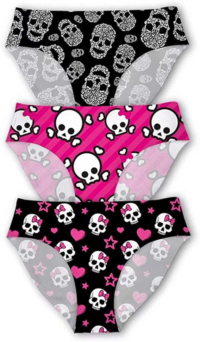AFPANQZ Womens Underwear Mid Waist Brief Ladies Panties Seamless Breathable Lingerie 3 Pack plus Size Apparel & Accessories > Clothing > Underwear & Socks > Underwear AFPANQZ Skulls Small