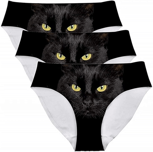 AFPANQZ Womens Underwear Mid Waist Brief Ladies Panties Seamless Breathable Lingerie 3 Pack plus Size Apparel & Accessories > Clothing > Underwear & Socks > Underwear AFPANQZ Black Cats Large
