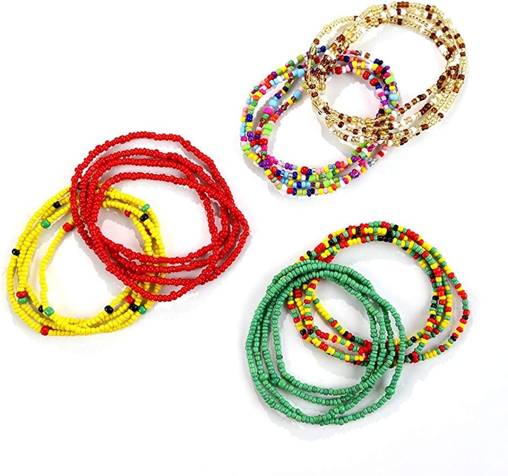 African Waist Beads Set - Colorful Waist Bead Body Chain, Beaded Belly Chain, Summer Bikini Jewelry for Women Girls Apparel & Accessories > Jewelry > Body Jewelry feixun