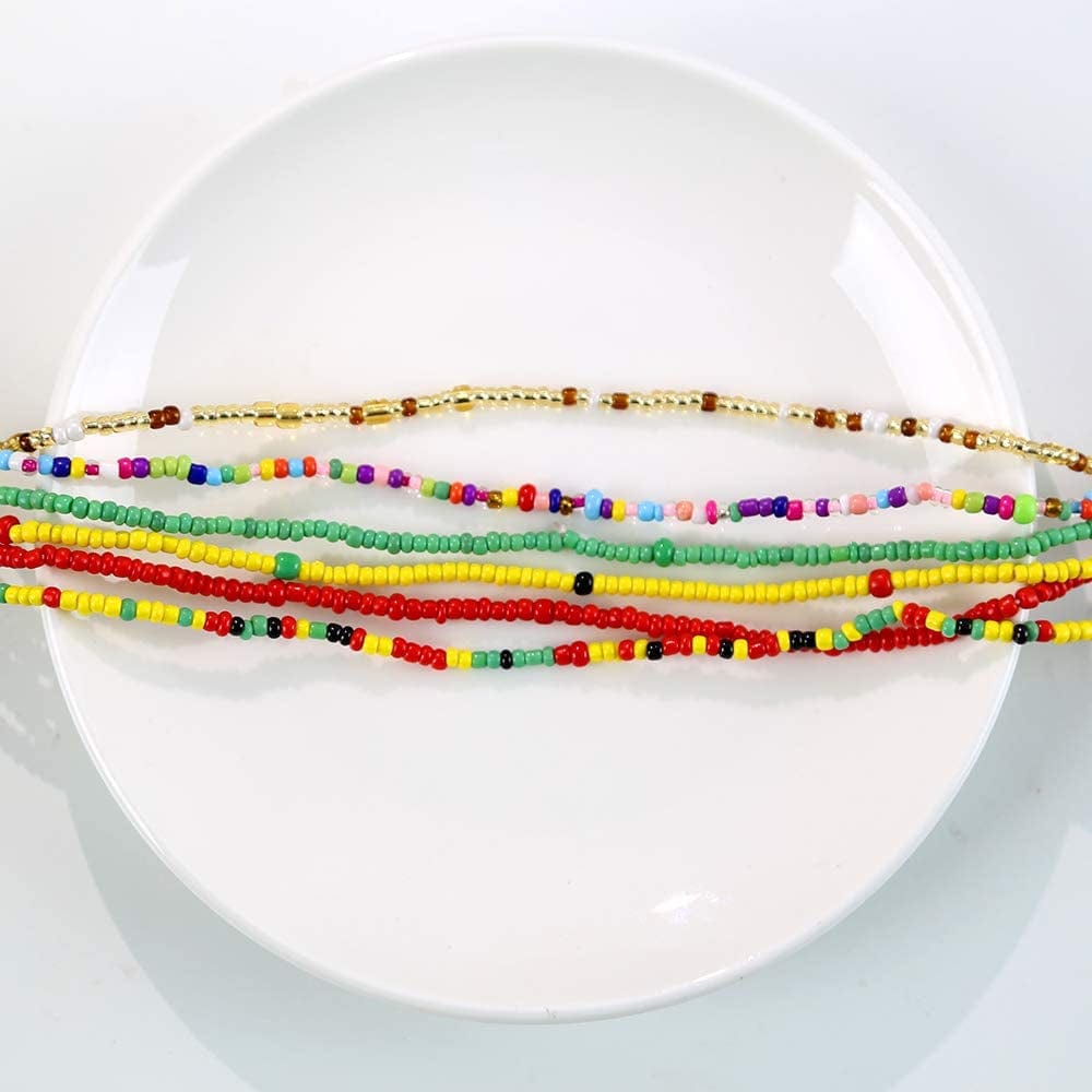 African Waist Beads Set - Colorful Waist Bead Body Chain, Beaded Belly Chain, Summer Bikini Jewelry for Women Girls Apparel & Accessories > Jewelry > Body Jewelry feixun