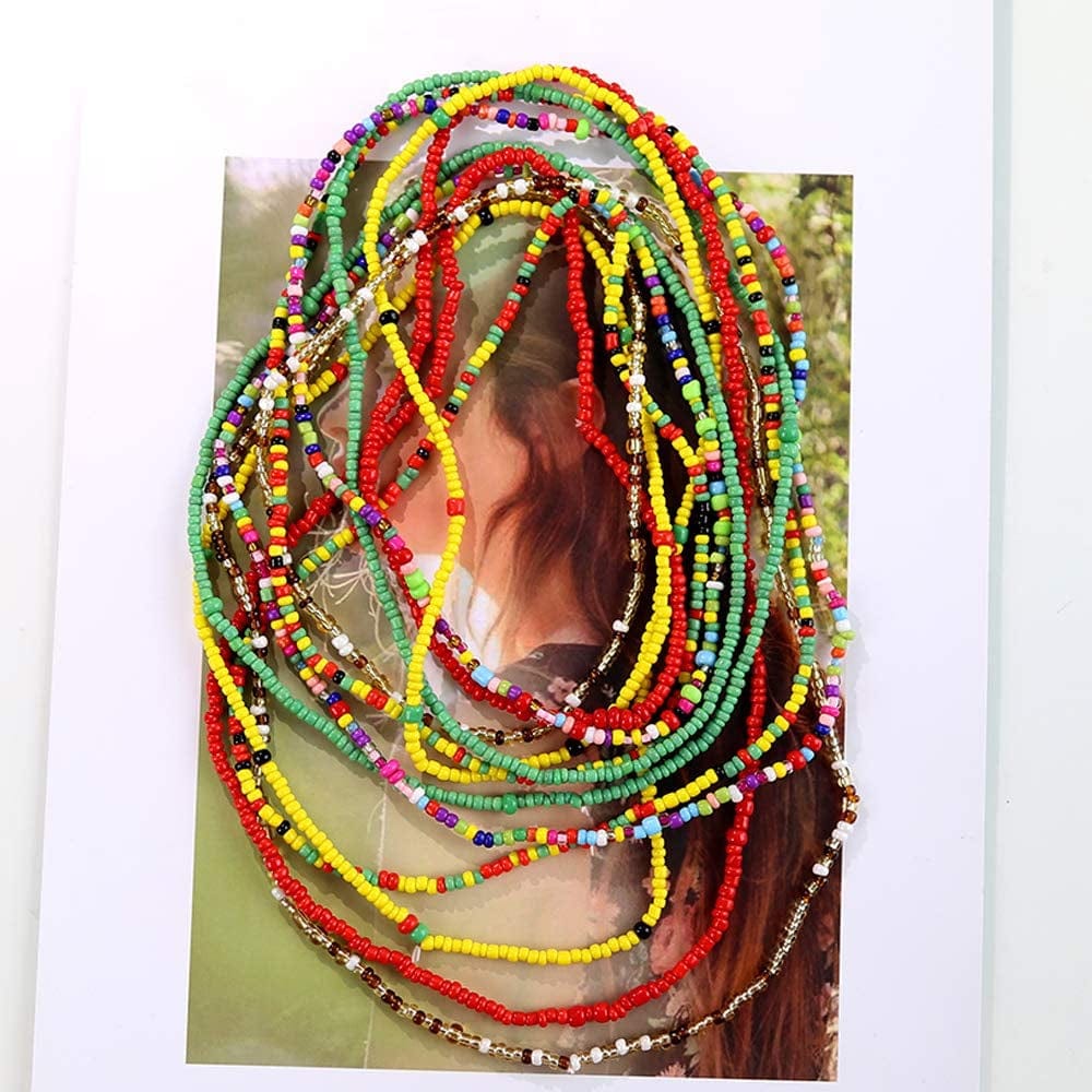 African Waist Beads Set - Colorful Waist Bead Body Chain, Beaded Belly Chain, Summer Bikini Jewelry for Women Girls Apparel & Accessories > Jewelry > Body Jewelry feixun