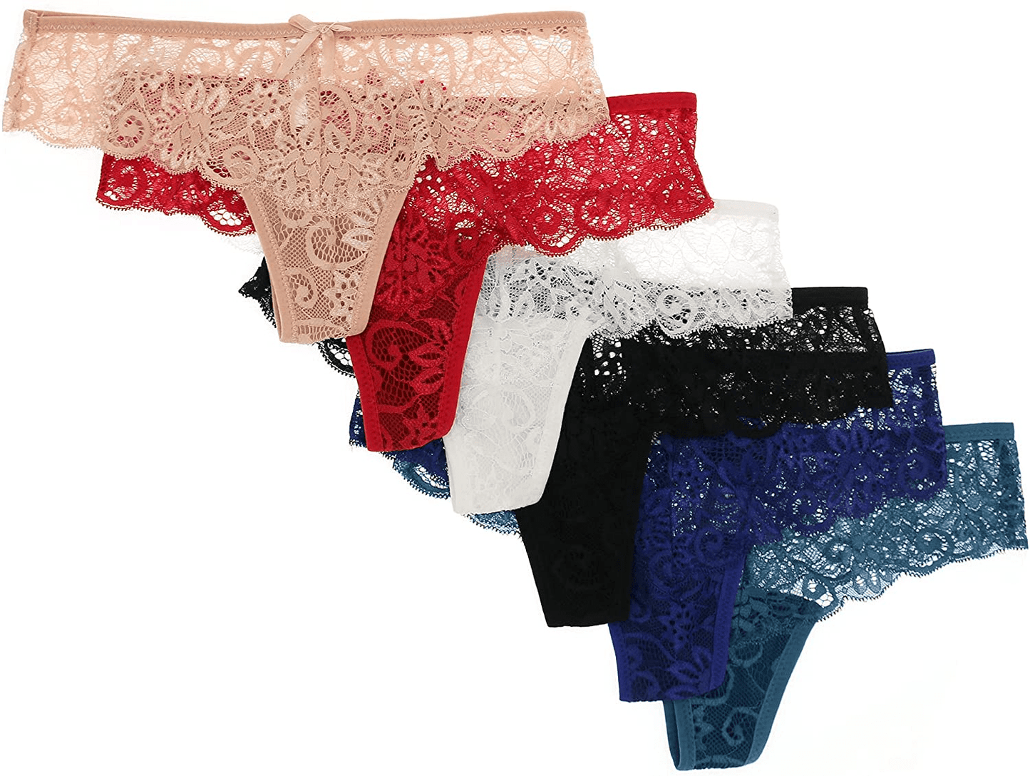 Agdoizry 6 Pack Women'S Hipster Lace Trim Boyshort Underwear Panties Sheer plus Size Apparel & Accessories > Clothing > Underwear & Socks > Underwear Agdoizry Multicolor-9 X-Large