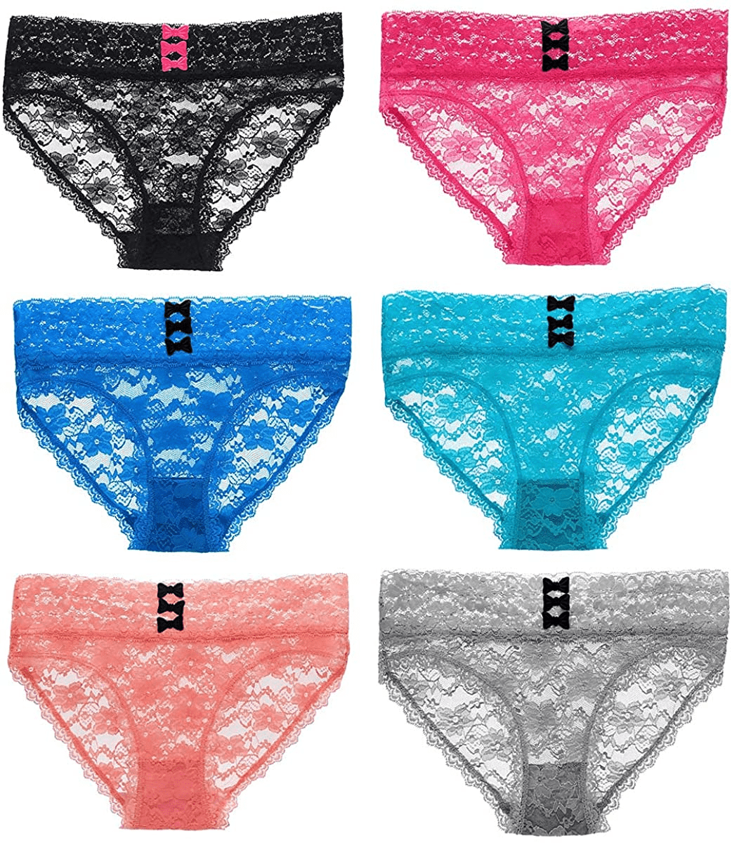 Agdoizry 6 Pack Women'S Hipster Lace Trim Boyshort Underwear Panties Sheer plus Size Apparel & Accessories > Clothing > Underwear & Socks > Underwear Agdoizry Multicolor-5 Small