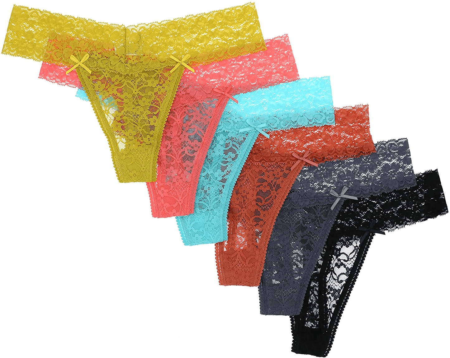 Agdoizry 6 Pack Women'S Hipster Lace Trim Boyshort Underwear Panties Sheer plus Size Apparel & Accessories > Clothing > Underwear & Socks > Underwear Agdoizry Multicolor-8 Medium