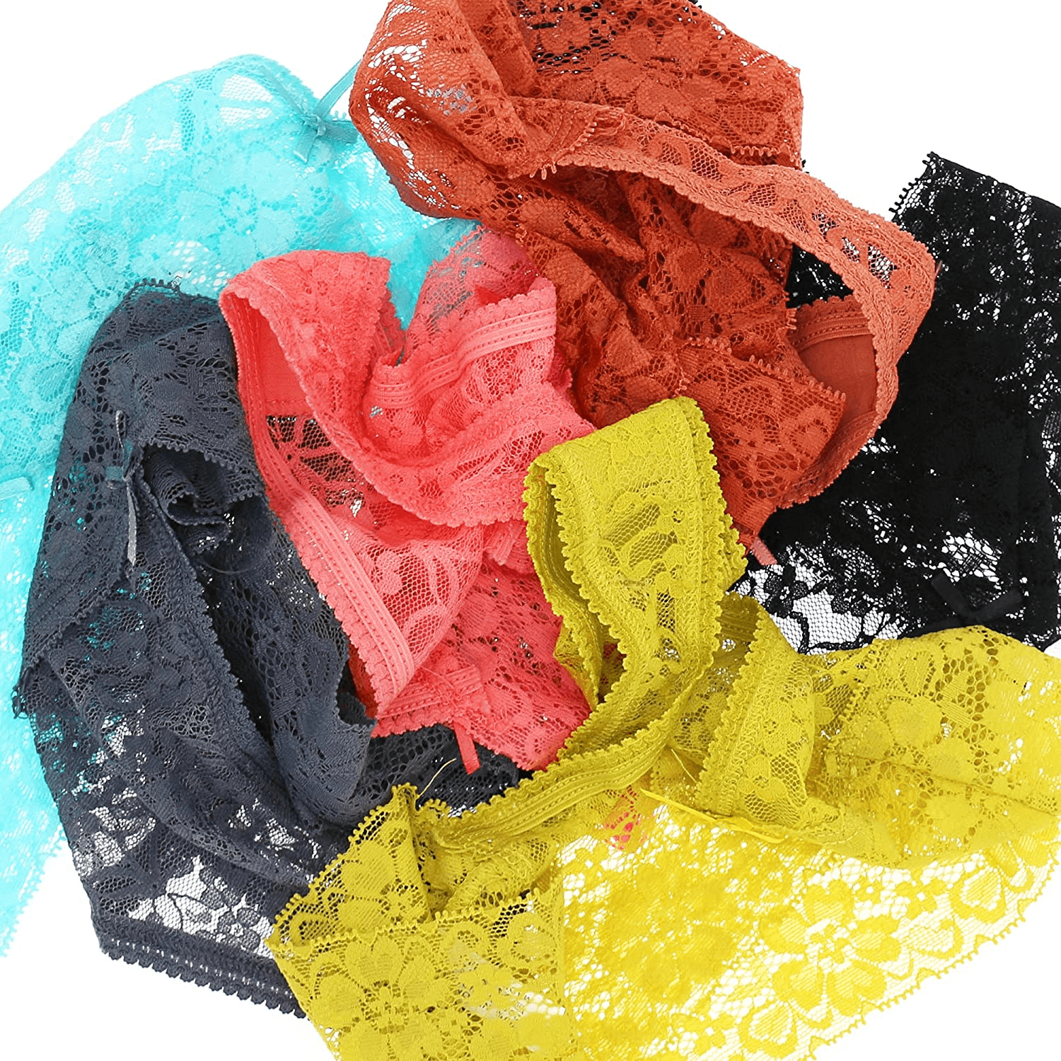 Agdoizry 6 Pack Women'S Hipster Lace Trim Boyshort Underwear Panties Sheer plus Size Apparel & Accessories > Clothing > Underwear & Socks > Underwear Agdoizry