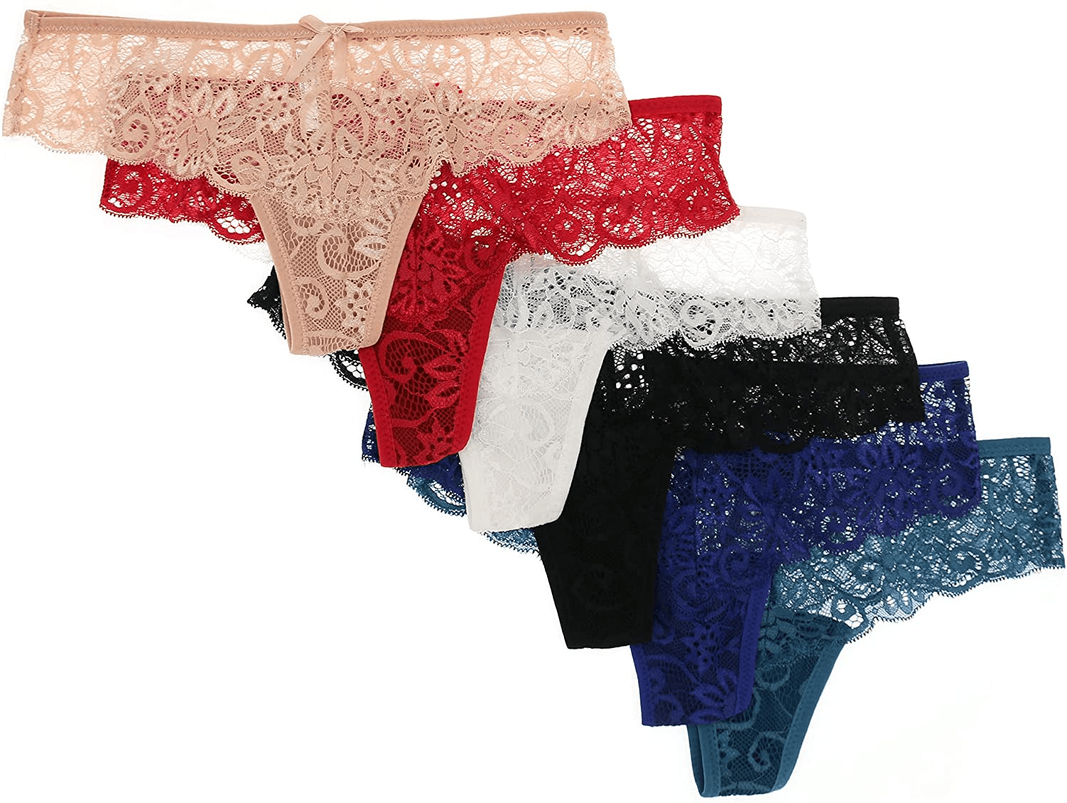 Agdoizry 6 Pack Women'S Hipster Lace Trim Boyshort Underwear Panties Sheer plus Size Apparel & Accessories > Clothing > Underwear & Socks > Underwear Agdoizry Multicolor-9 Small