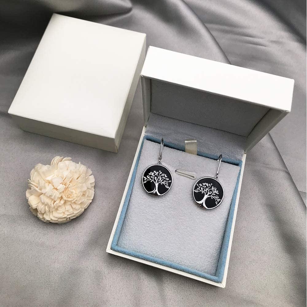 Agvana Tree of Life Necklace Earrings Christmas Gifts for Women Sterling Silver Genuine Black Onyx CZ Family Tree Jewelry Anniversary Birthday Gifts for Women Girls Mom Lady Grandma Wife Yourself Apparel & Accessories > Jewelry > Earrings AGVANA