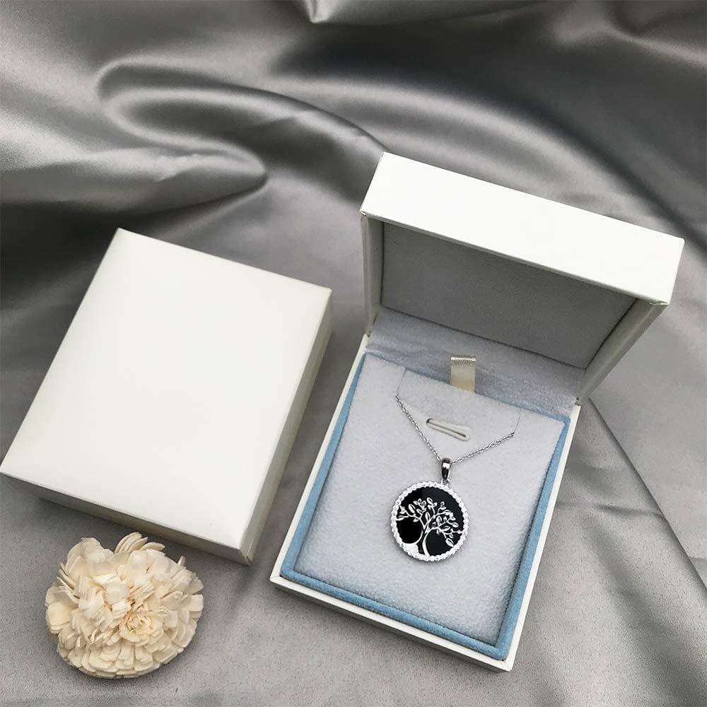 Agvana Tree of Life Necklace Earrings Christmas Gifts for Women Sterling Silver Genuine Black Onyx CZ Family Tree Jewelry Anniversary Birthday Gifts for Women Girls Mom Lady Grandma Wife Yourself