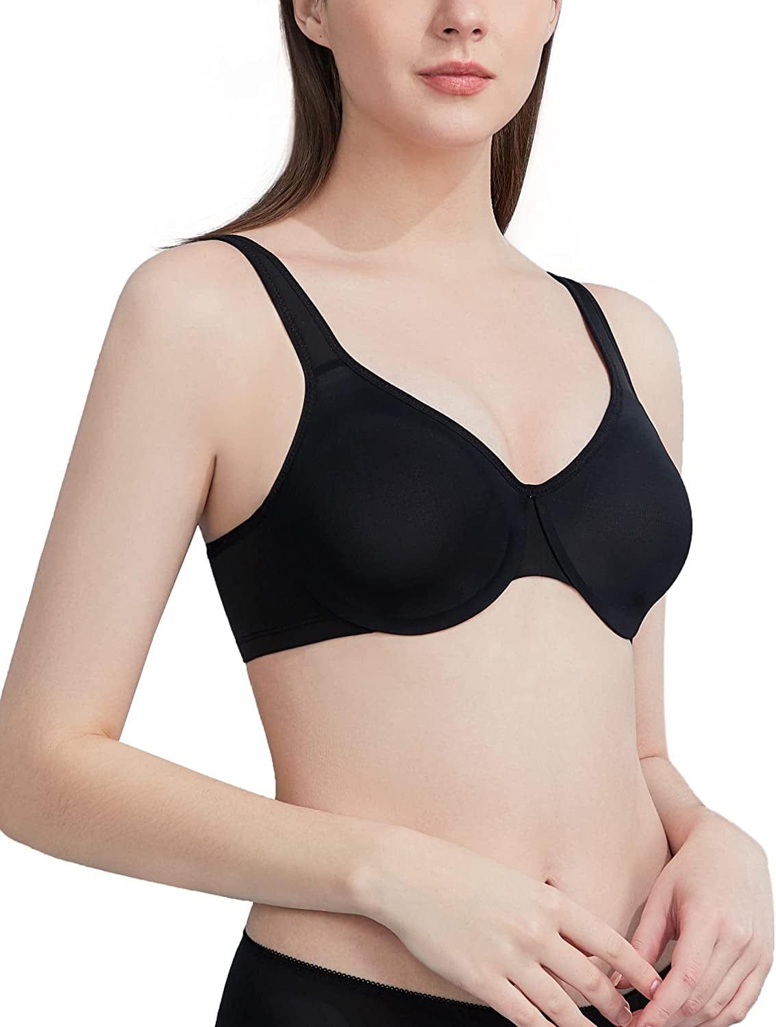 AILIVIN Underwire Women'S Minimizer Full Figure Bras Smooth Full Coverage Seamless Non Padded Cups Bra Black / 40C