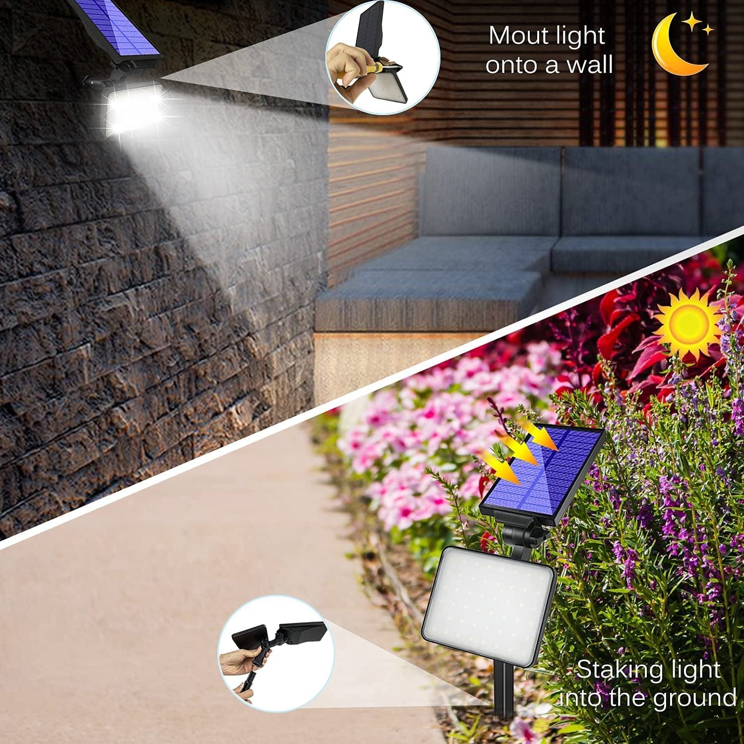 Aionarew Solar Outdoor Lights,Landscape Spotlights Outdoor 48 Leds Solar Spotlight Waterproof Powered Adjustable, 400 Lumens Outdoor Wall Lights for Lawn Garden Patio Deck Yard Driveway,4Pack Apparel & Accessories > Jewelry > Body Jewelry Aionarew