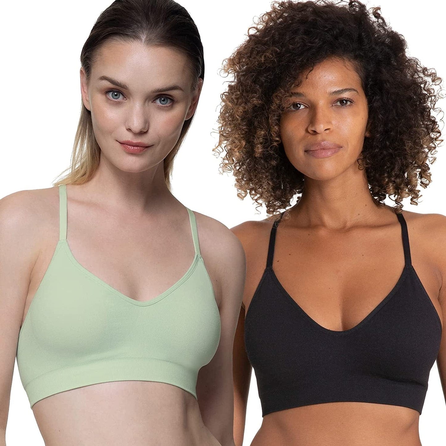 Air Lite Women'S Full Cup Light Padded Seam Free Wireless Bralette D01478M Pack of 2 - Green/Black - Revive-2pp / Medium