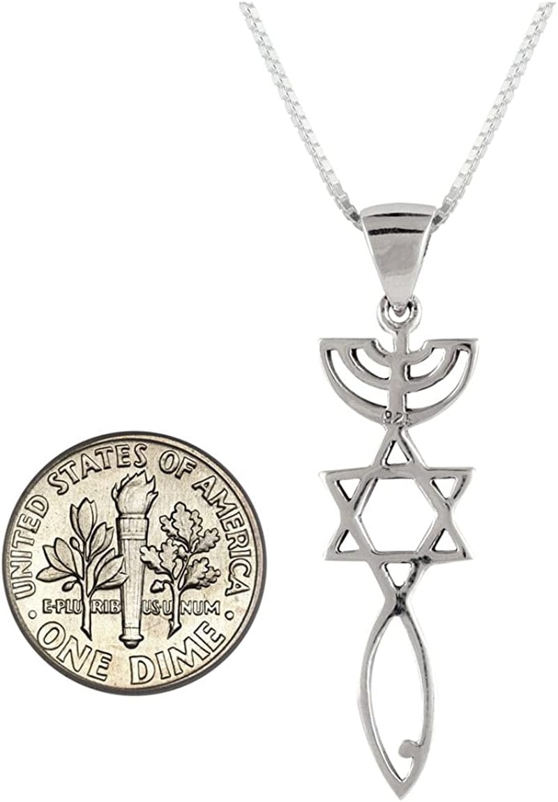 Ajdesign Sterling Silver Messianic Seal Pendant Spiritual Religious Jewelry Grafted Necklace Pendant with Chain