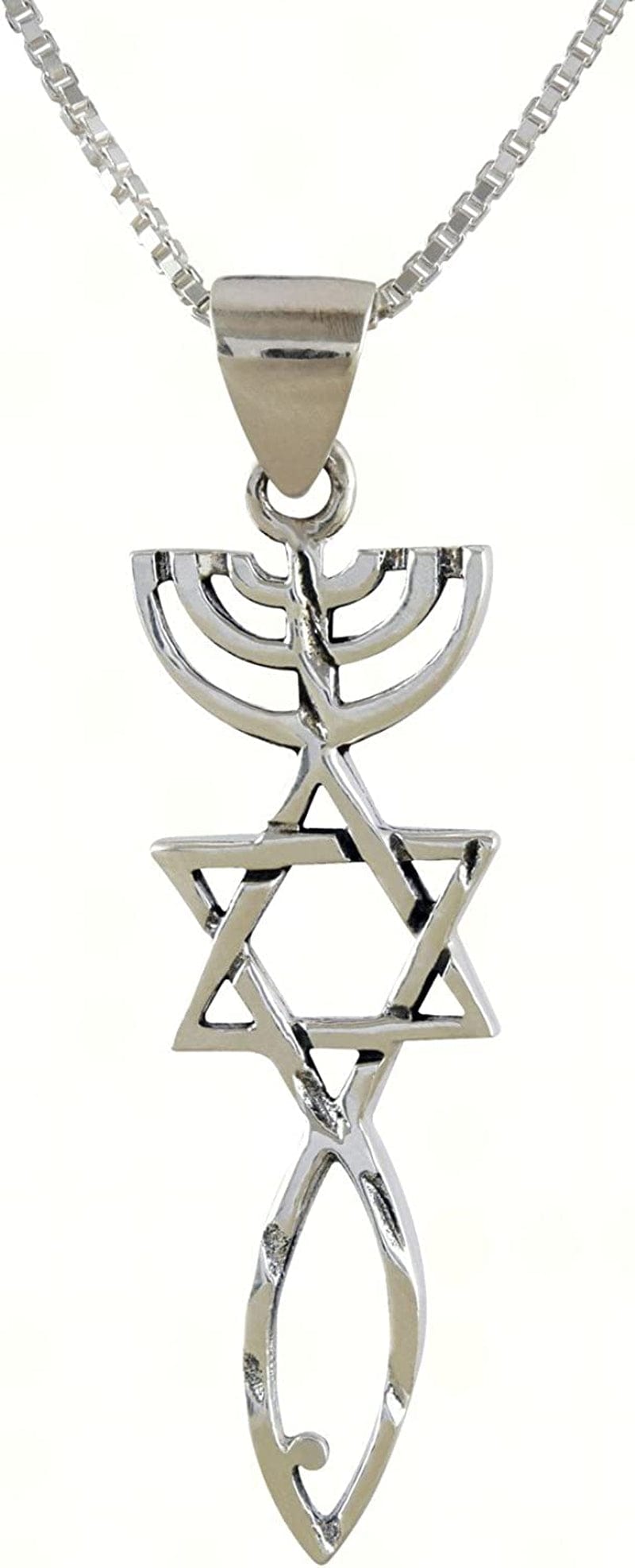 Ajdesign Sterling Silver Messianic Seal Pendant Spiritual Religious Jewelry Grafted Necklace Pendant with Chain