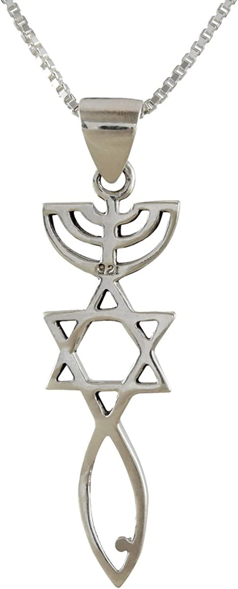 Ajdesign Sterling Silver Messianic Seal Pendant Spiritual Religious Jewelry Grafted Necklace Pendant with Chain 20.0 Inches