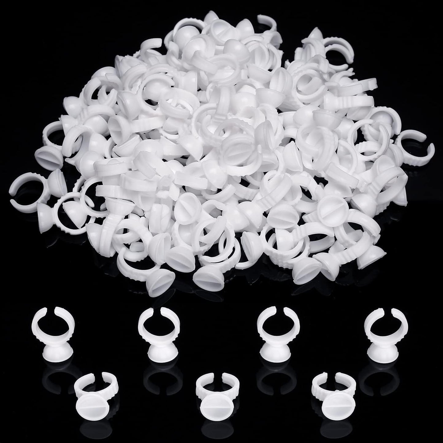 Akstore 200PCS Disposable Makeup Glue Rings Plastic Nail Art Tattoo Glue Rings Holder Eyelash Extension Rings Adhesive Pigment Holders Finger Hand Beauty Tools (Seperated) Health & Beauty > Personal Care > Cosmetics > Cosmetic Tools > Makeup Tools Akstore Seperated