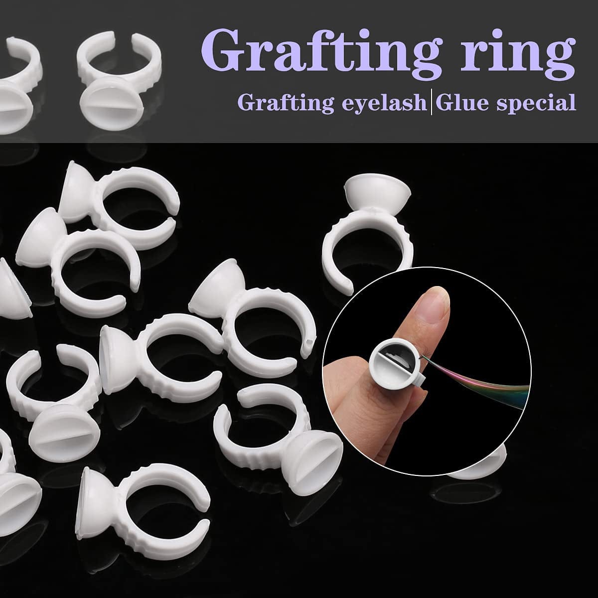 Akstore 200PCS Disposable Makeup Glue Rings Plastic Nail Art Tattoo Glue Rings Holder Eyelash Extension Rings Adhesive Pigment Holders Finger Hand Beauty Tools (Seperated) Health & Beauty > Personal Care > Cosmetics > Cosmetic Tools > Makeup Tools Akstore