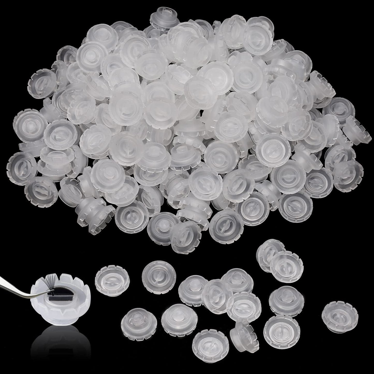 Akstore 200PCS Disposable Makeup Glue Rings Plastic Nail Art Tattoo Glue Rings Holder Eyelash Extension Rings Adhesive Pigment Holders Finger Hand Beauty Tools (Seperated) Health & Beauty > Personal Care > Cosmetics > Cosmetic Tools > Makeup Tools Akstore 200PCS-Seperated cup