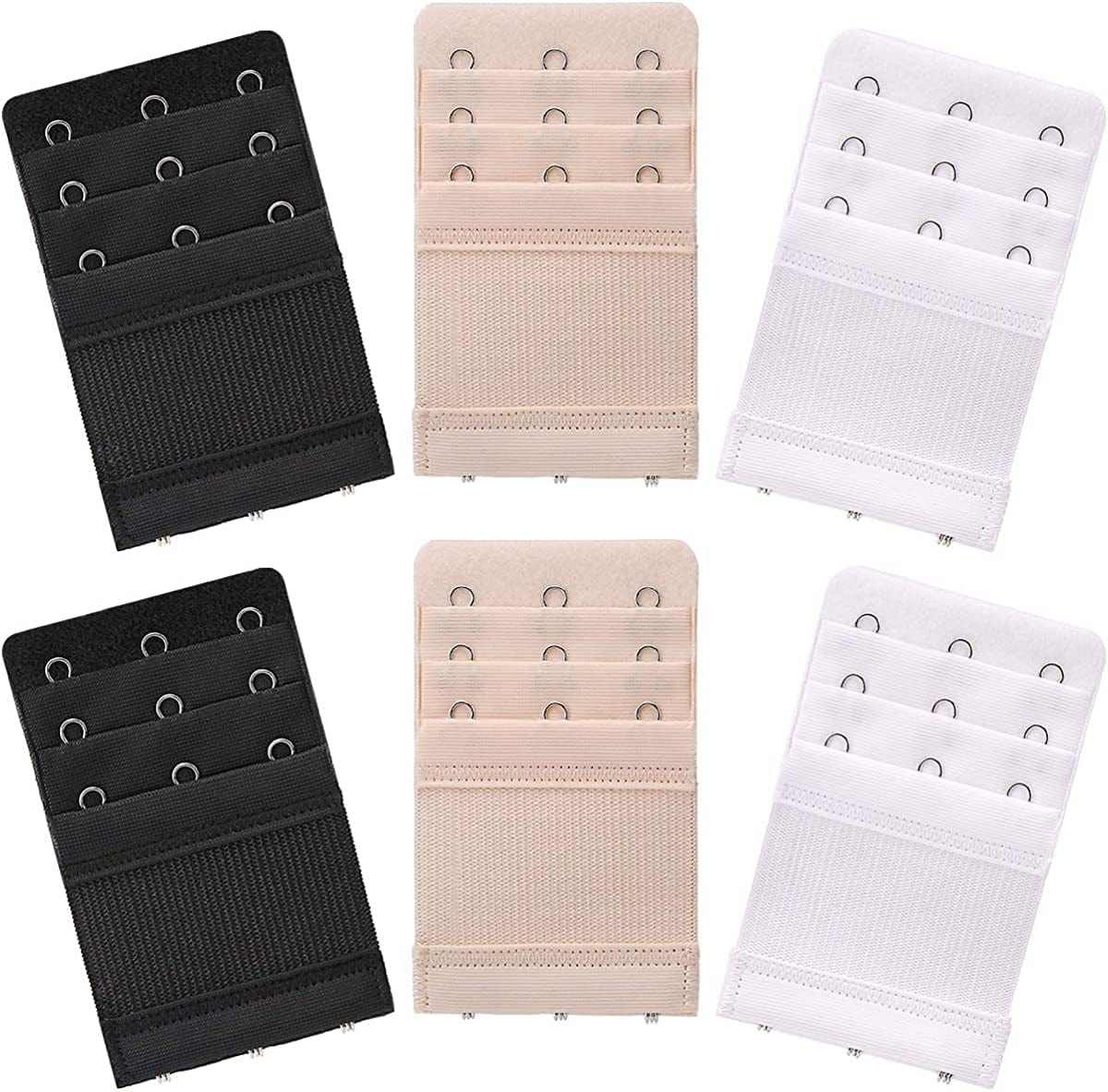 Akstore 6 Pieces Women'S Soft Comfortable Elastic Bra Extenders Bra Extension Strap 3 Hook 3 Row Lady'S Bra Extender Bra Band Multicolors