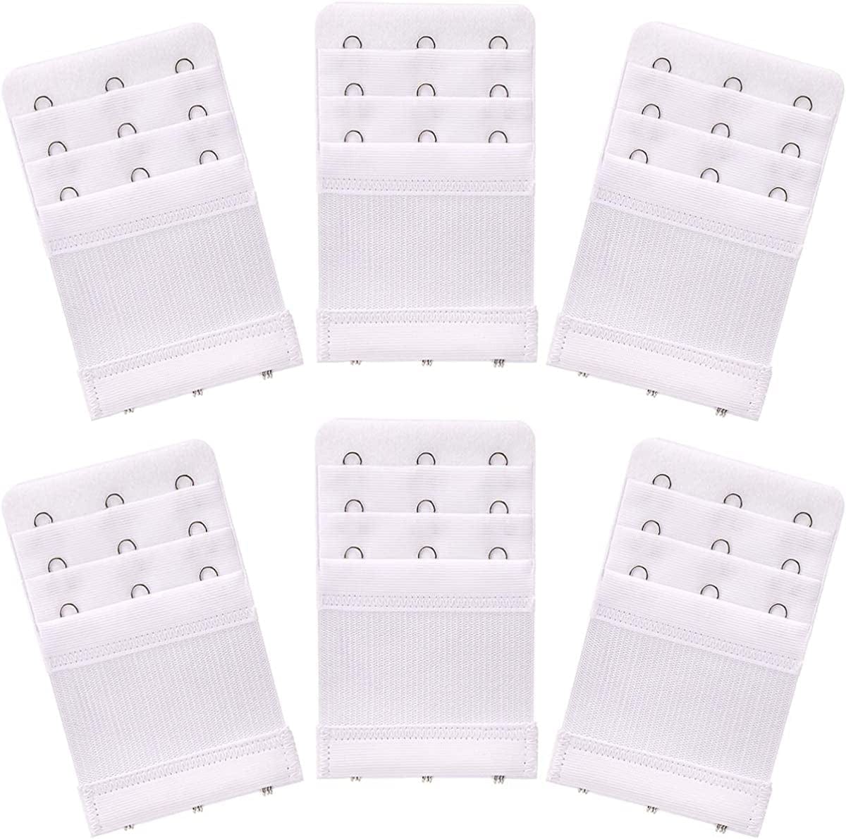 Akstore 6 Pieces Women'S Soft Comfortable Elastic Bra Extenders Bra Extension Strap 3 Hook 3 Row Lady'S Bra Extender Bra Band White