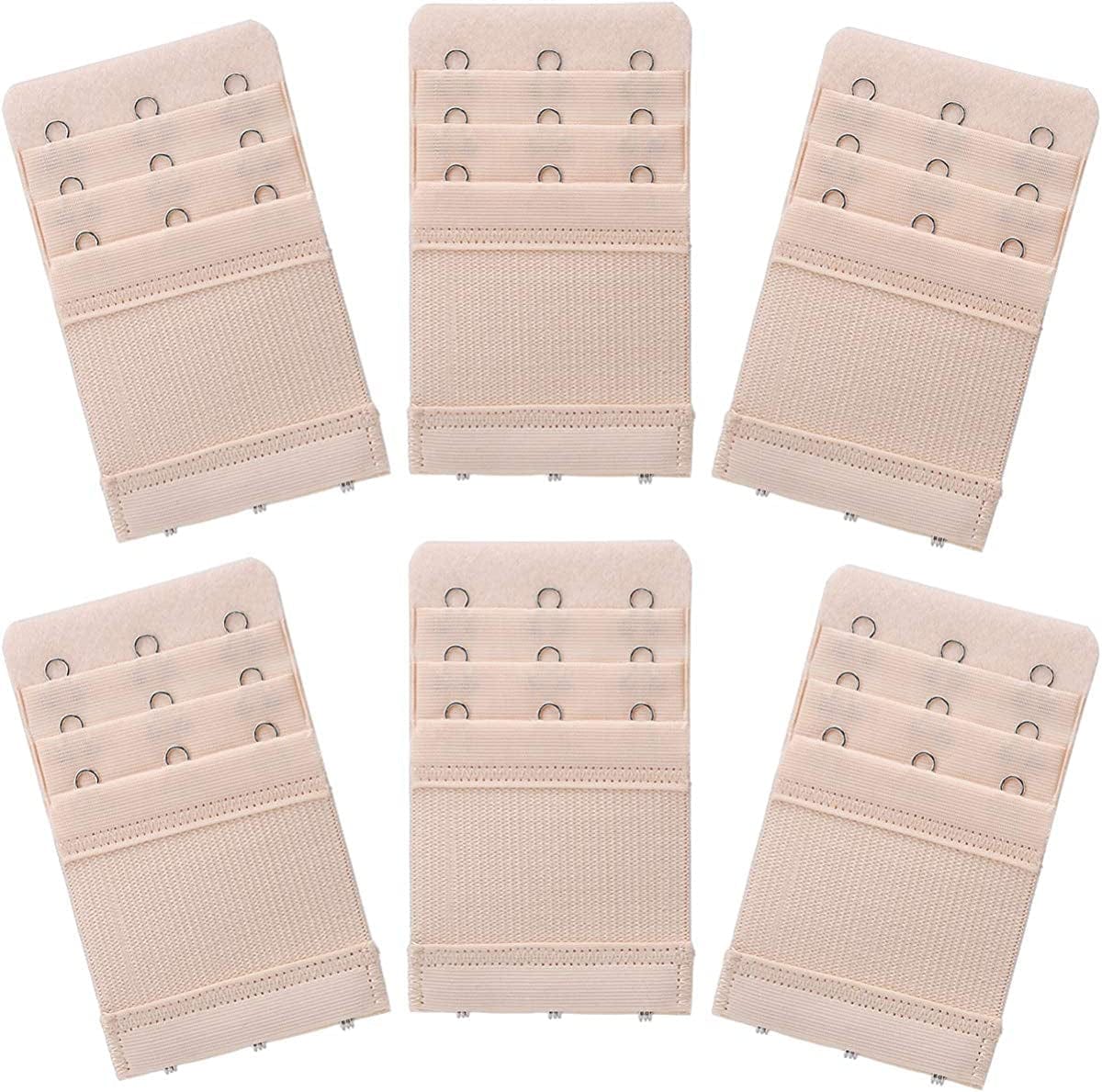 Akstore 6 Pieces Women'S Soft Comfortable Elastic Bra Extenders Bra Extension Strap 3 Hook 3 Row Lady'S Bra Extender Bra Band Skin Color