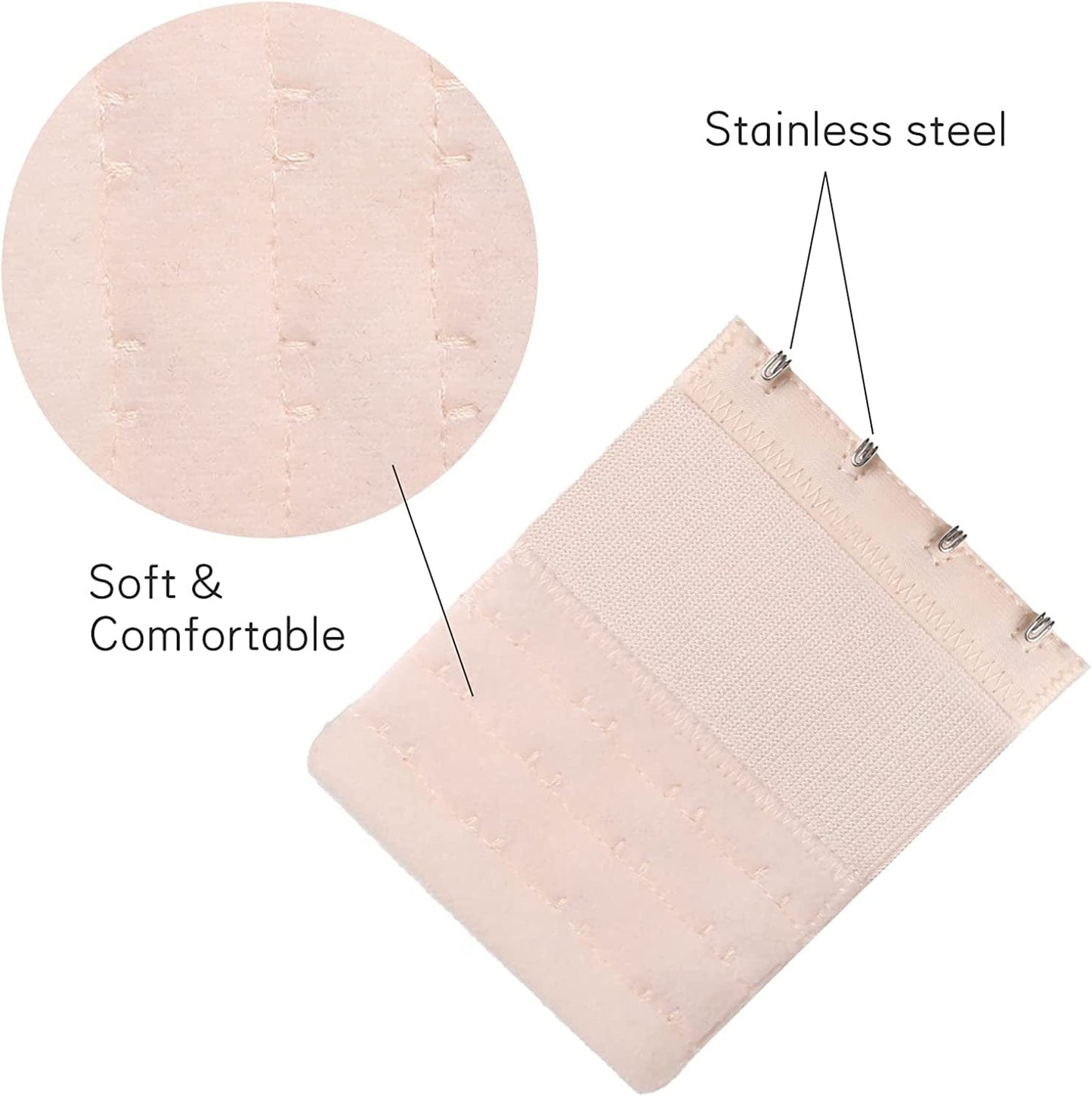 Akstore 6 Pieces Women'S Soft Comfortable Elastic Bra Extenders Bra Extension Strap 4 Hook 3 Row Lady'S Bra Extender Bra Band
