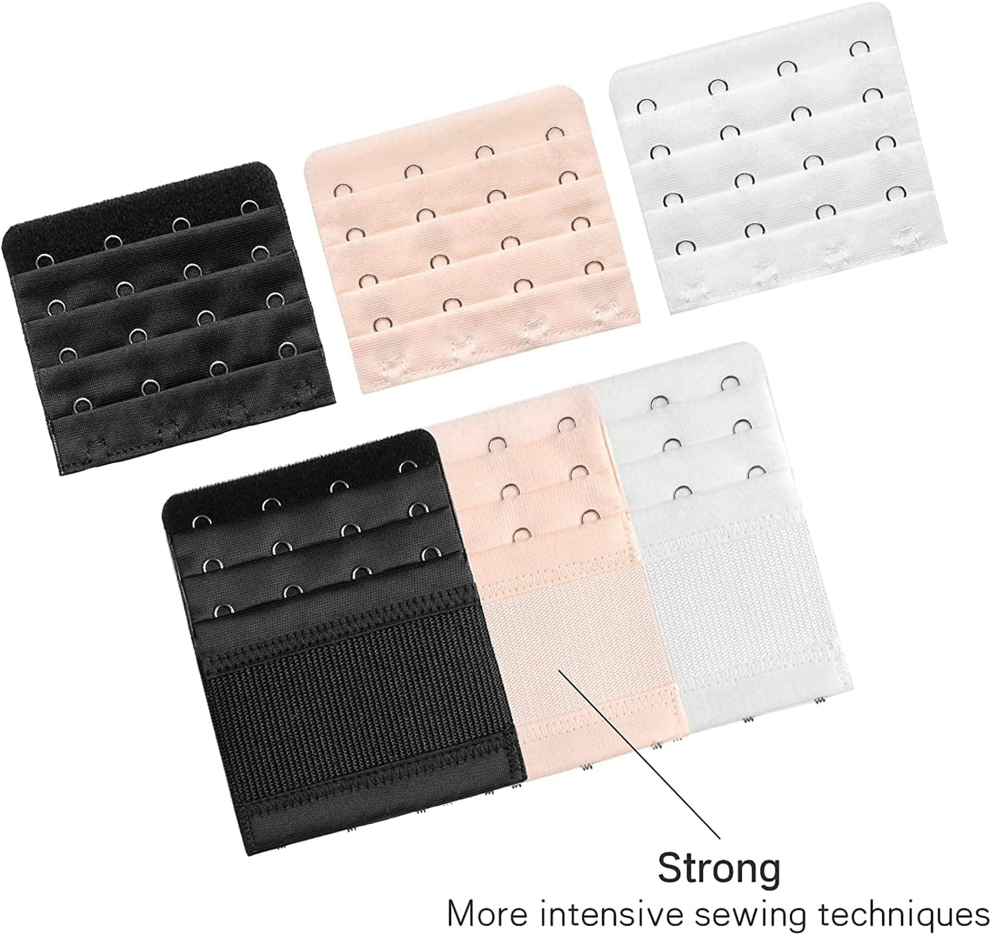 Akstore 6 Pieces Women'S Soft Comfortable Elastic Bra Extenders Bra Extension Strap 4 Hook 3 Row Lady'S Bra Extender Bra Band