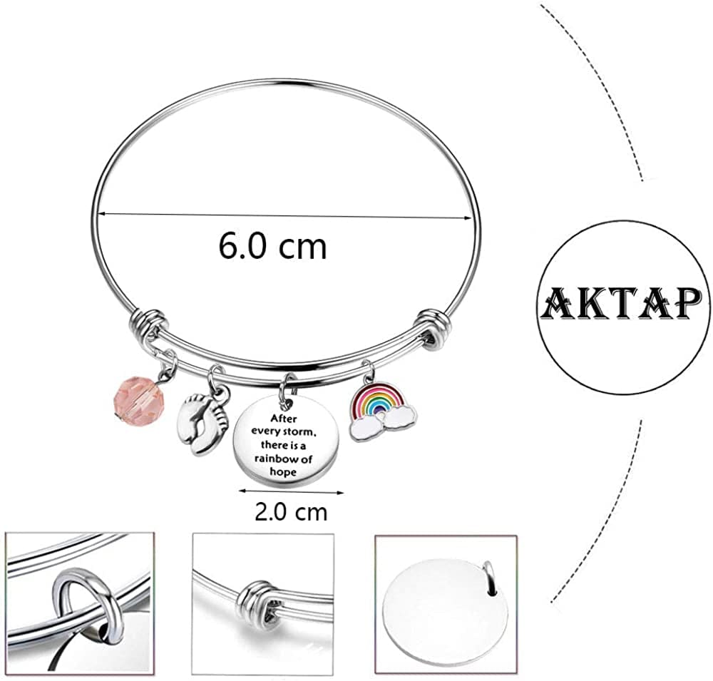 AKTAP Mommy of Rainbow Baby Gift Pregnancy Bracelet after Every Storm There Is a Rainbow of Hope Feet Charm Bracelet Baby Loss Mom Miscarriage Jewelry Apparel & Accessories > Jewelry > Bracelets AKTAP