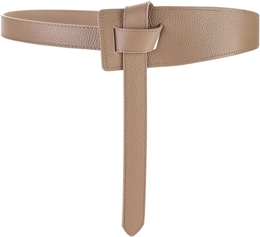 ALAIX Women'S Leather Belt Dress Belt for Jeans Jumpsuit Coat Fashion Tie a Knot Genuine Leather Waist Belt Apparel & Accessories > Clothing Accessories > Belts ALAIX Cappuccino Waist Size up to 34 inches