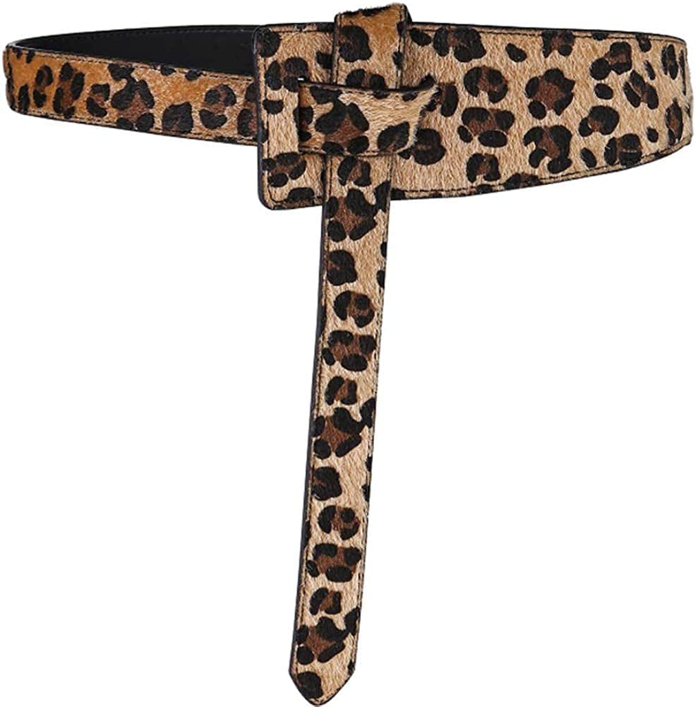 ALAIX Women'S Leather Belt Dress Belt for Jeans Jumpsuit Coat Fashion Tie a Knot Genuine Leather Waist Belt Apparel & Accessories > Clothing Accessories > Belts ALAIX Leopard Waist Size up to 34 inches