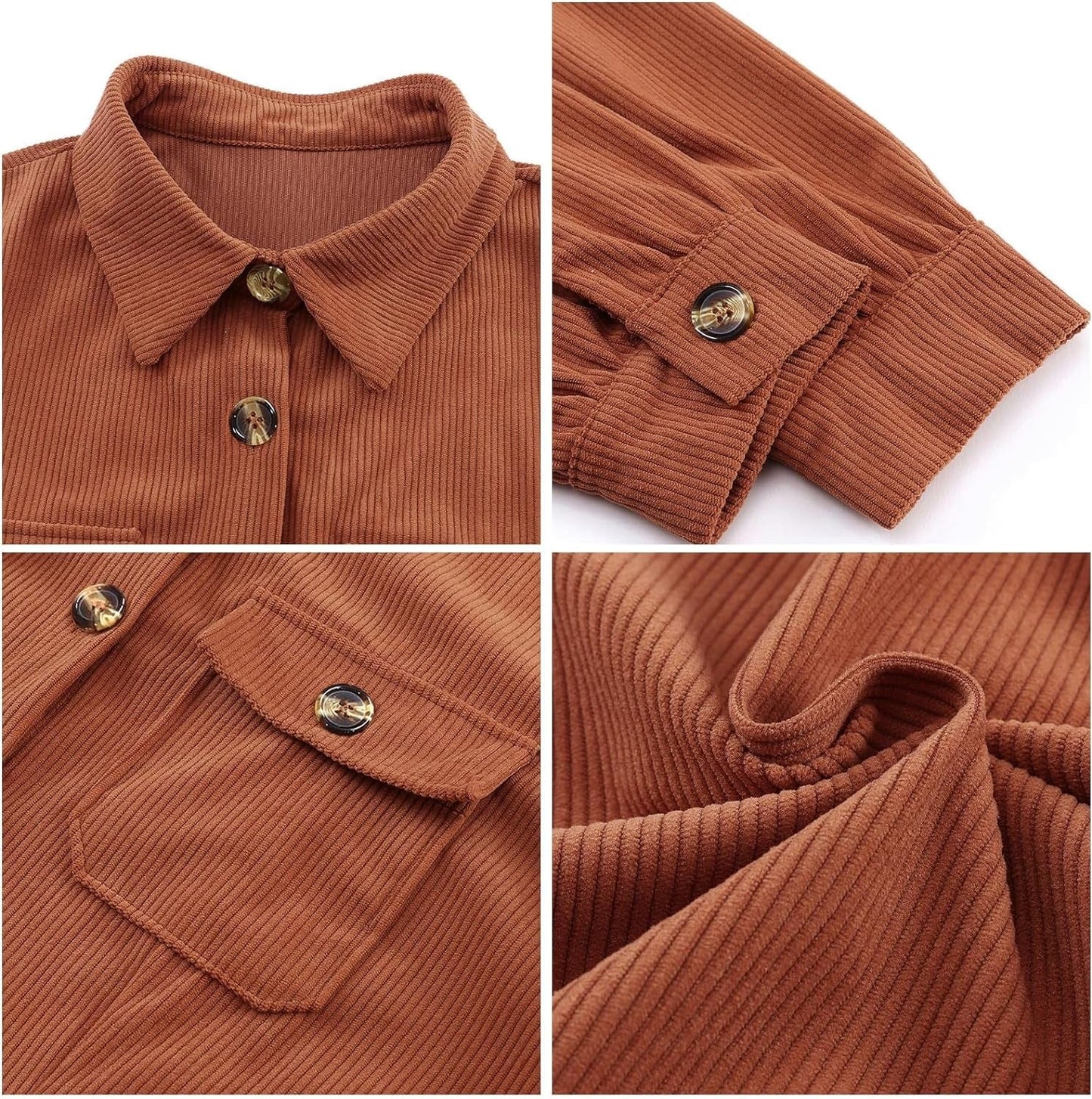 Alaster Queen Women'S Corduroy Long Sleeve Short Dresses 2023 Fall Winter Button down Work Tunic Dress with Pocket