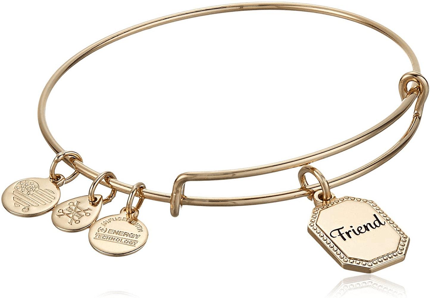 Alex and Ani Because I Love You Expandable Wire Bangle Bracelet for Women, Meaningful Charms, 2 to 3.5 in Arts & Entertainment > Party & Celebration > Gift Giving Alex and Ani Shiny Antique Gold Finish Friend