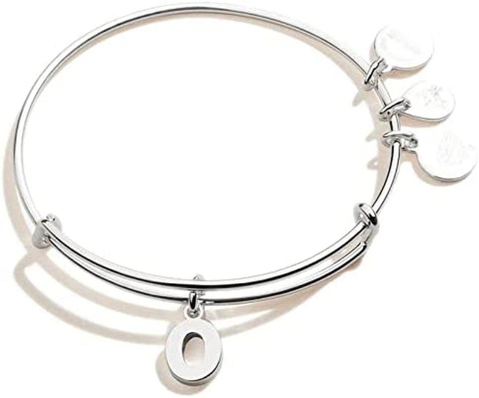 Alex and Ani Expandable Bangle for Women, Initials a to Z Letter Charms, Shiny Finish, 2 to 3.5 In Apparel & Accessories > Jewelry > Bracelets Alex and Ani Shiny Silver Finish Initial O