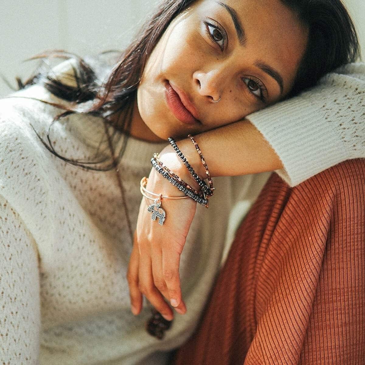 Alex and Ani Path of Symbols Expandable Bangle for Women, Elephant Charm, Two-Tone Finish, 2 to 3.5 In Apparel & Accessories > Jewelry > Bracelets Alex and Ani