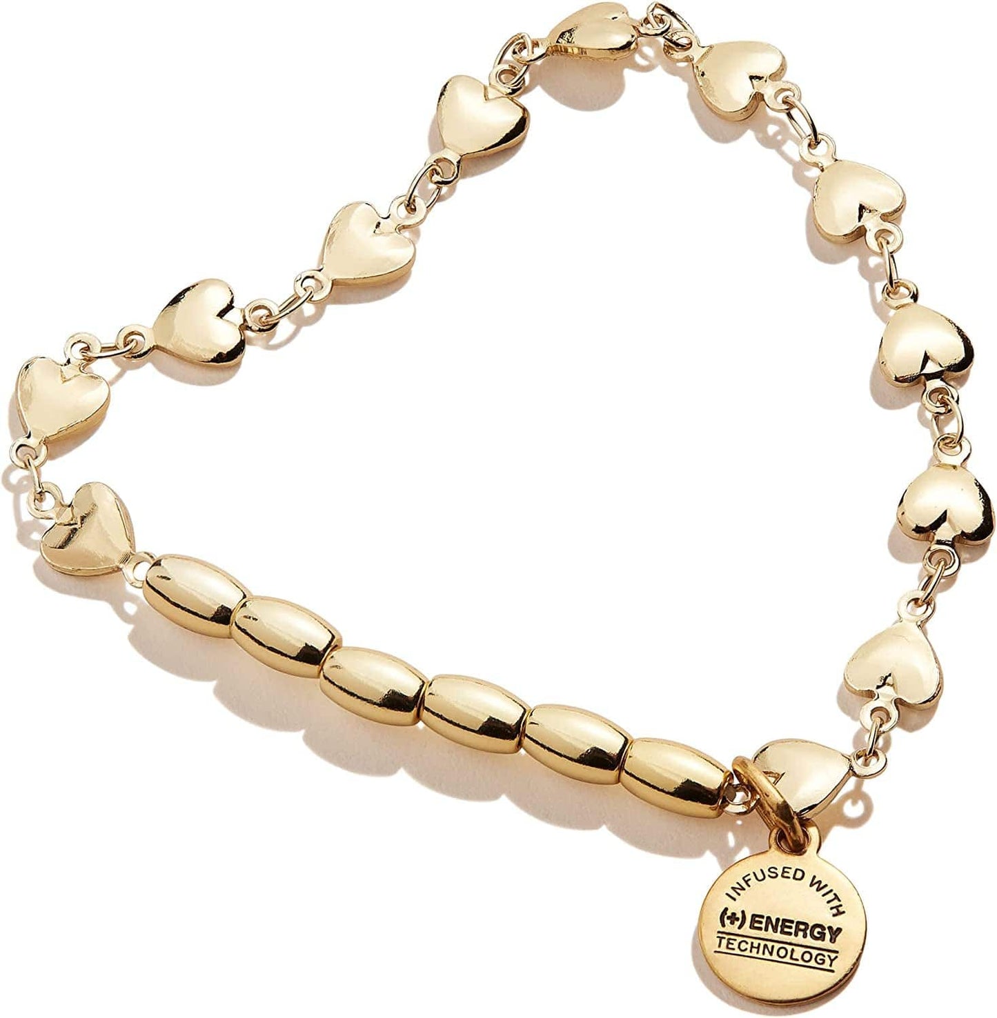 Alex and Ani Stretch Bracelet for Women, Love Heart Beads, Shiny Finish, Fits Wrists Sizes 6 to 8 In Apparel & Accessories > Jewelry > Bracelets Alex and Ani Shiny Gold Finish