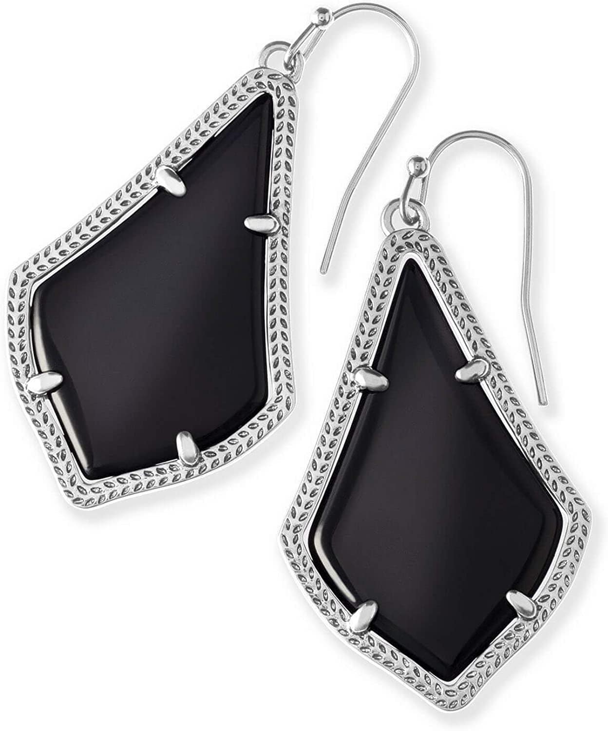 Alex Drop Earrings for Women, Fashion Jewelry RHODIUM - BLACK OPAQUE GLASS