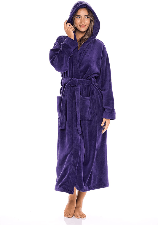 Alexander Del Rossa Women’S Robe, Plush Fleece Hooded Bathrobe with Two Large Front Pockets Apparel & Accessories > Clothing > Sleepwear & Loungewear > Robes Alexander Del Rossa