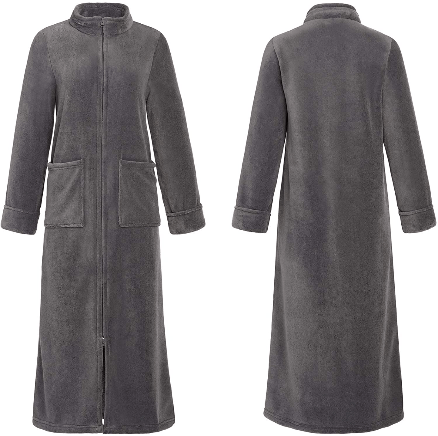 Alexander Del Rossa Women'S Zip up Fleece Robe, Long Warm Fitted Bathrobe Apparel & Accessories > Clothing > Sleepwear & Loungewear > Robes Kylie Max